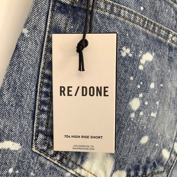 RE/DONE Size 26 70s High Rise Denim Shorts Splash Jean Cutoff $215 msrp G14-8 - Picture 5 of 9